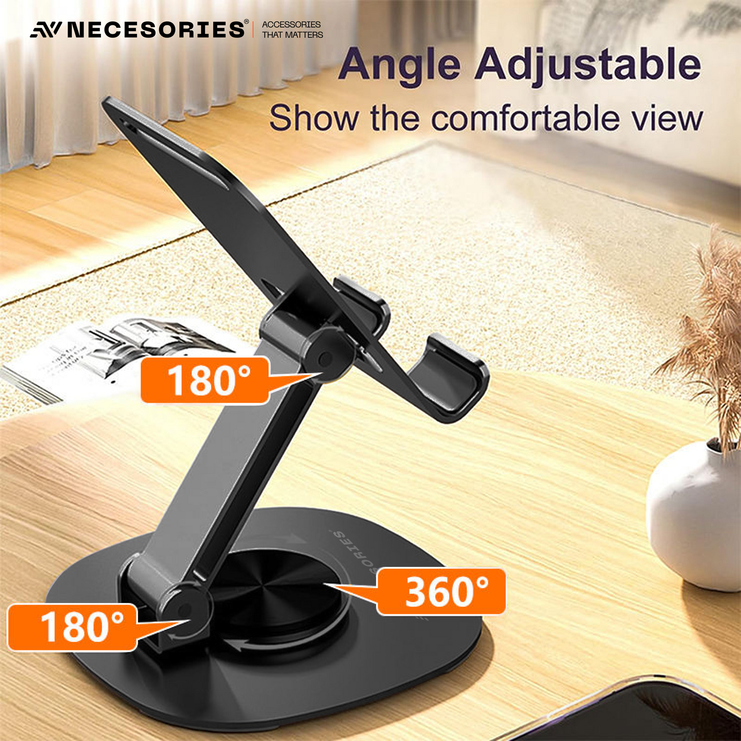 Portable Alloy 360 Degree Rotatable and Adjustable Mobile Stand for Desk