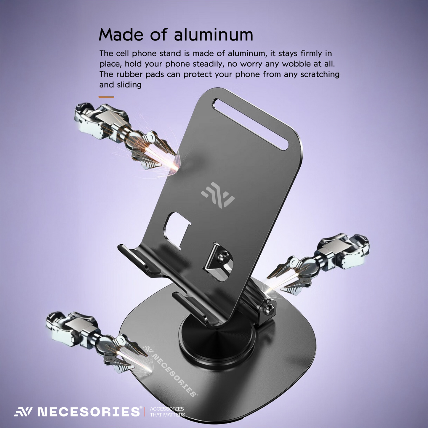 Portable Alloy 360 Degree Rotatable and Adjustable Mobile Stand for Desk