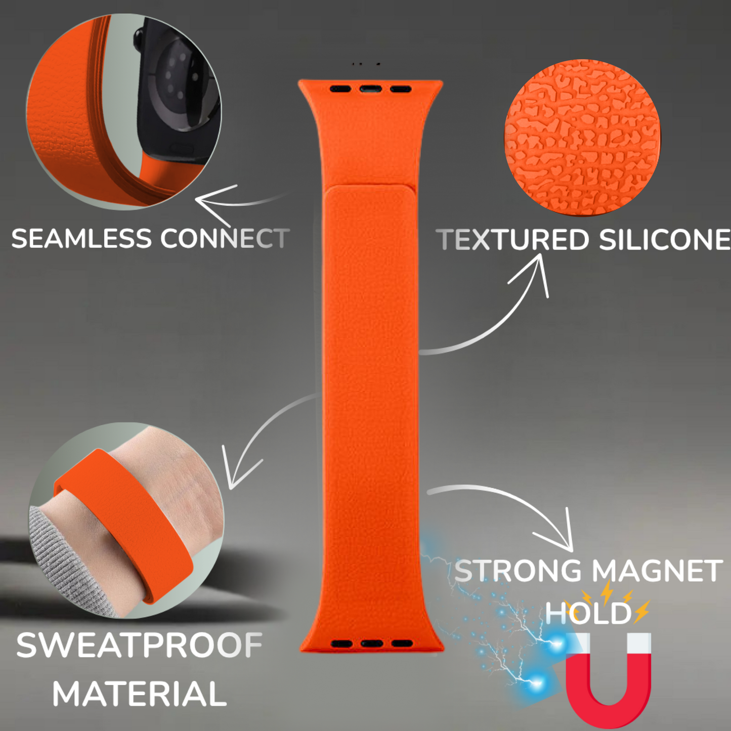 Necesories Magnetic Silicone Snap on Iwatch Strap