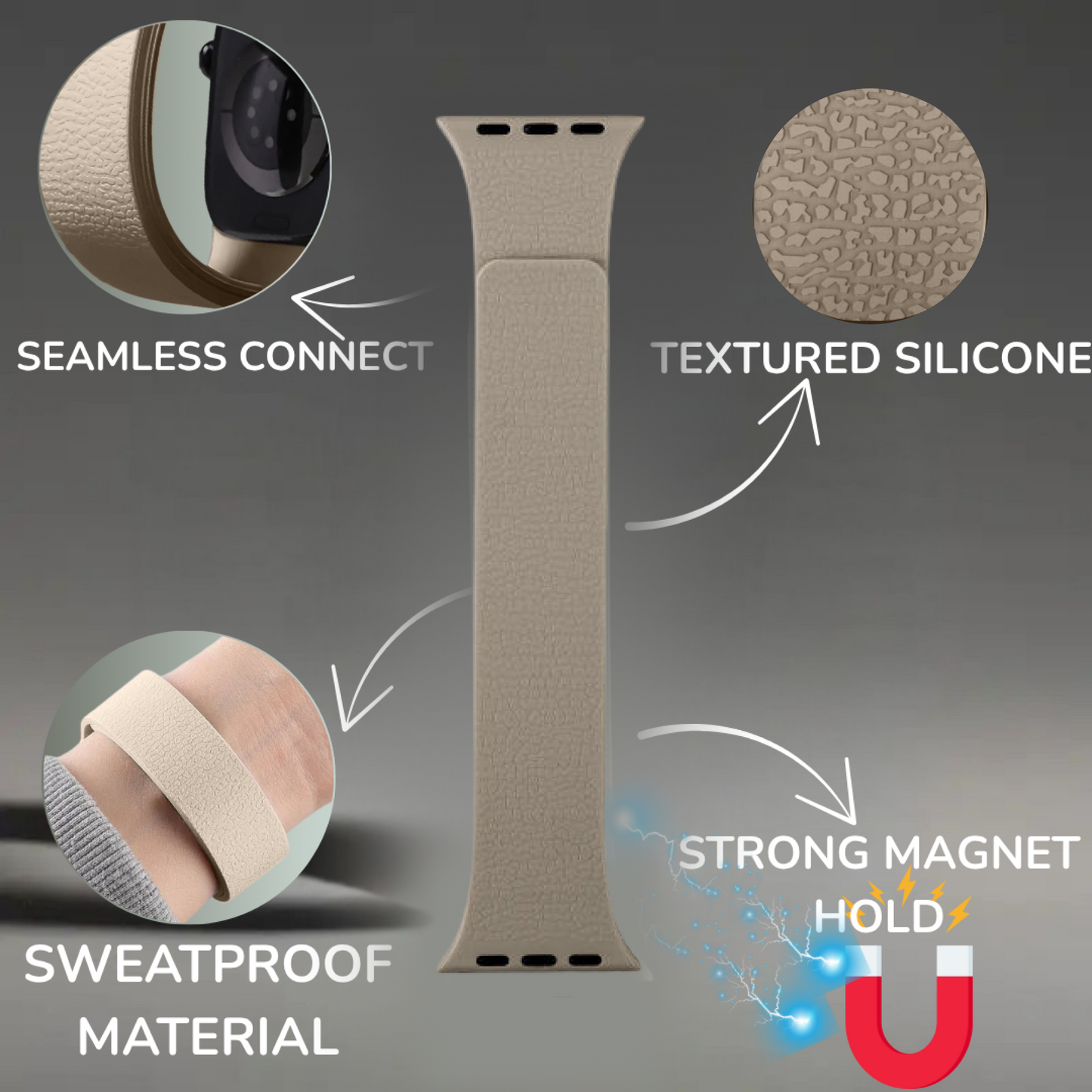 Necesories Magnetic Silicone Snap on Iwatch Strap