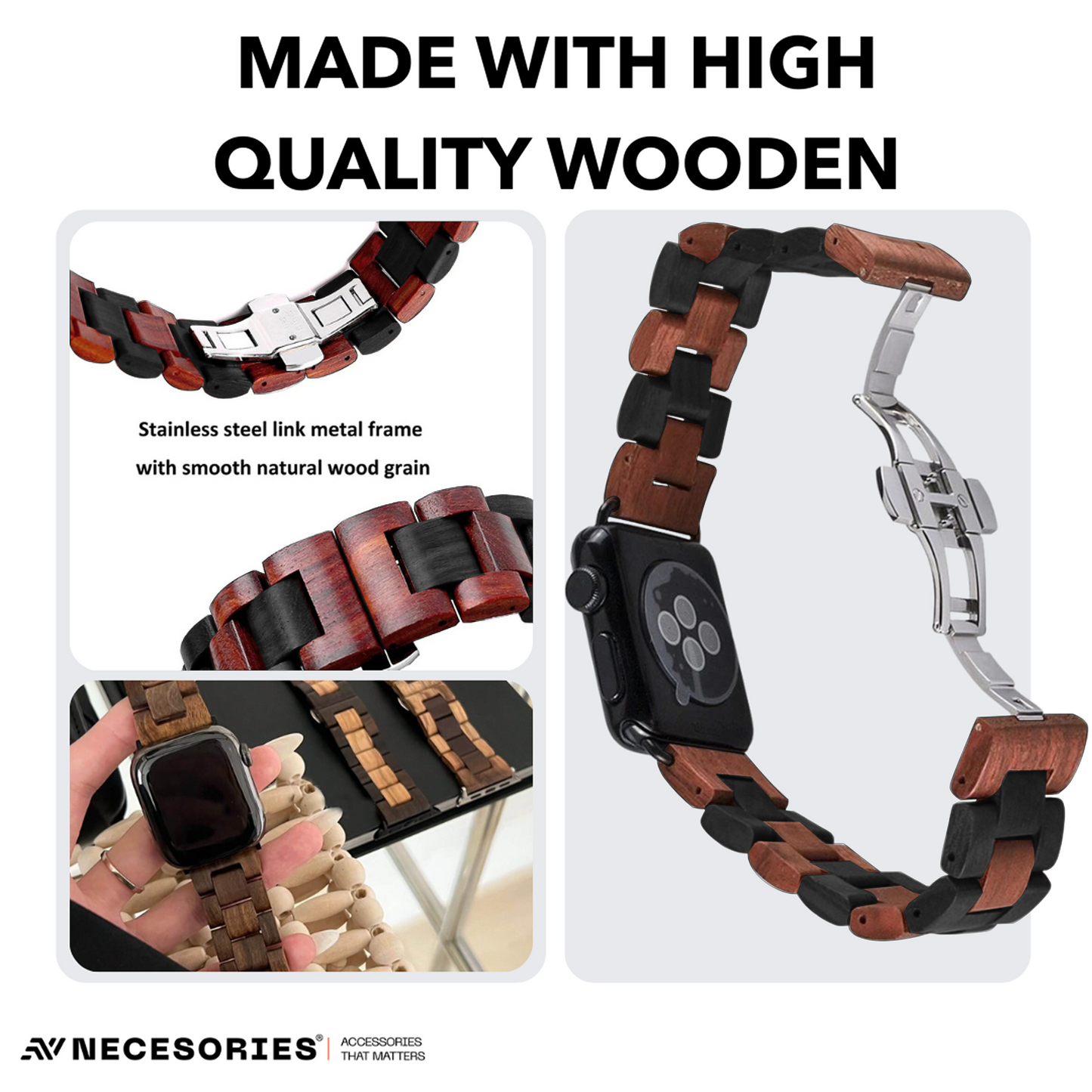Necesories® Natural Pine-Wood Classic Strap for iwatch