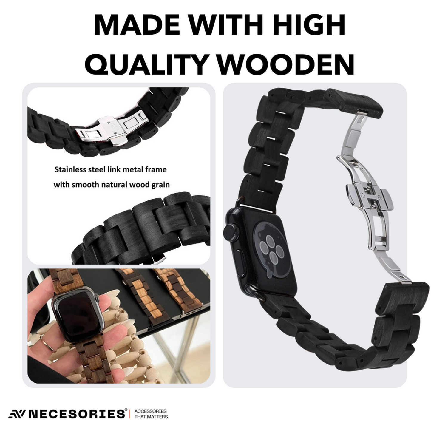 Necesories® Natural Pine-Wood Classic Strap for iwatch