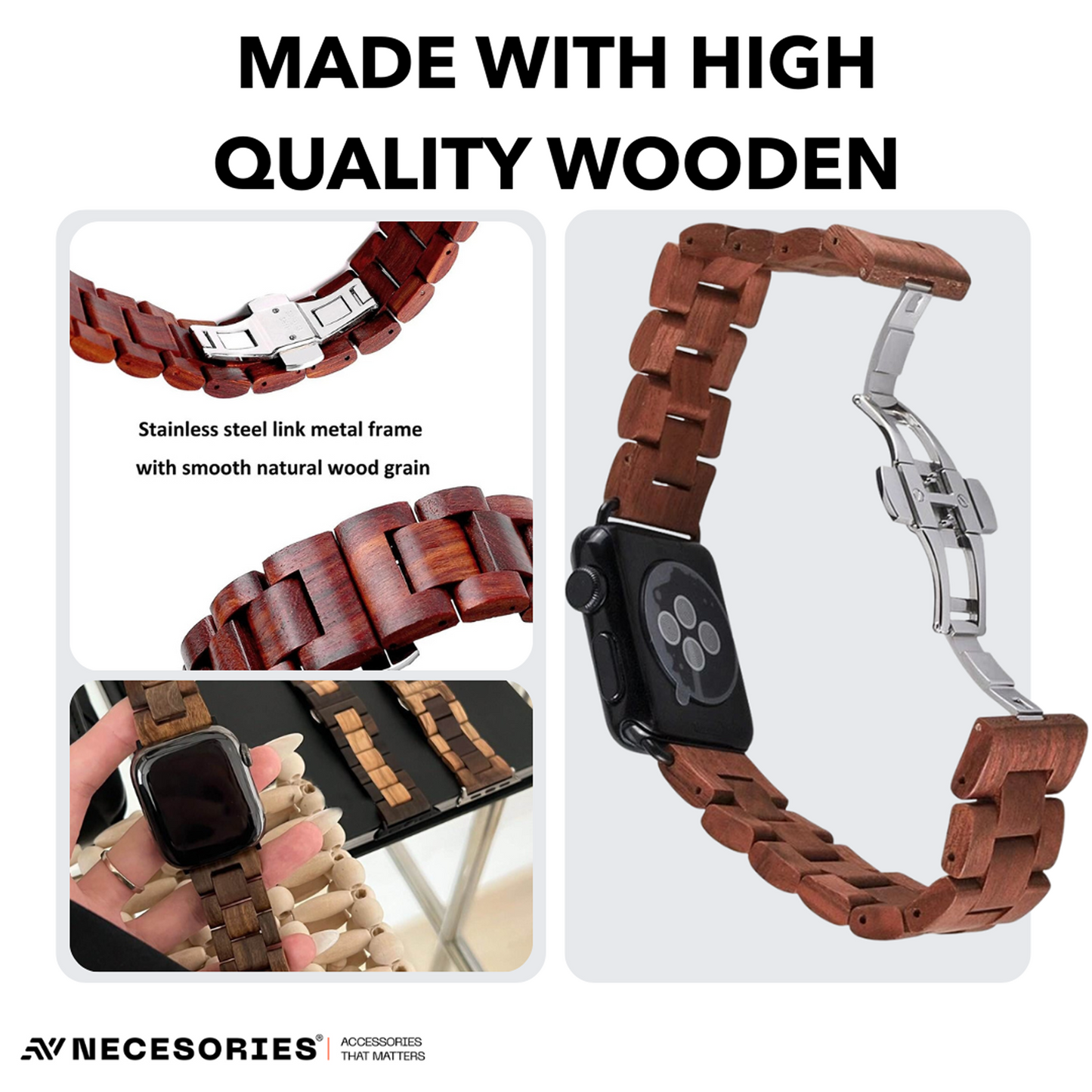 Necesories® Natural Pine-Wood Classic Strap for iwatch