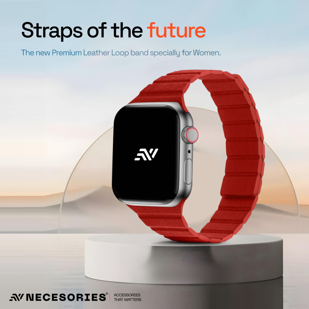 Necesories Womens Slim Leather Link Magnetic Bands Compatible for iWatch Strap