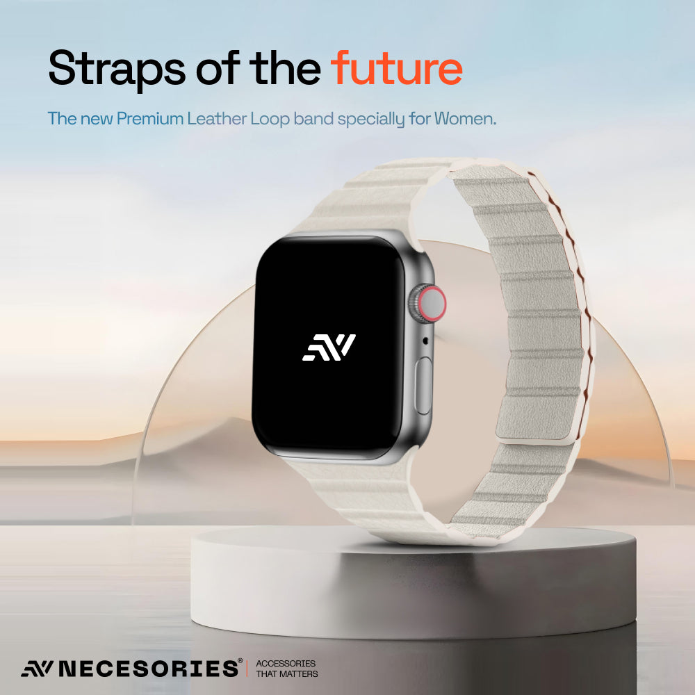 Necesories Womens Slim Leather Link Magnetic Bands Compatible for iWatch Strap