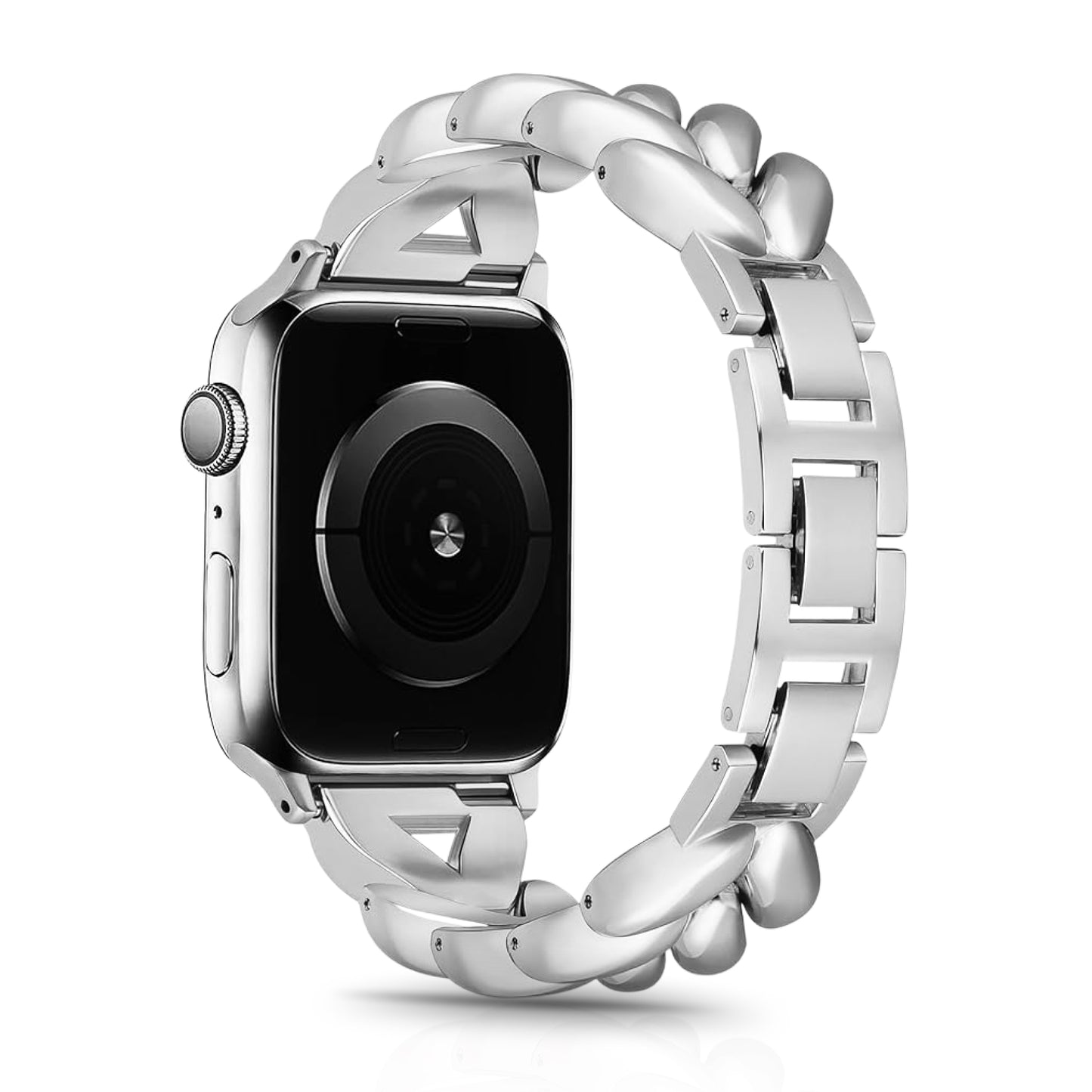 Necesories Alloy Strap , Stylish Elegance ,Bling Heart Shaped Link iWatch Band for Women