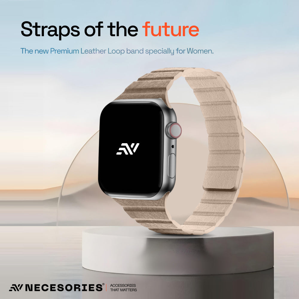 Necesories Womens Slim Leather Link Magnetic Bands Compatible for iWatch Strap
