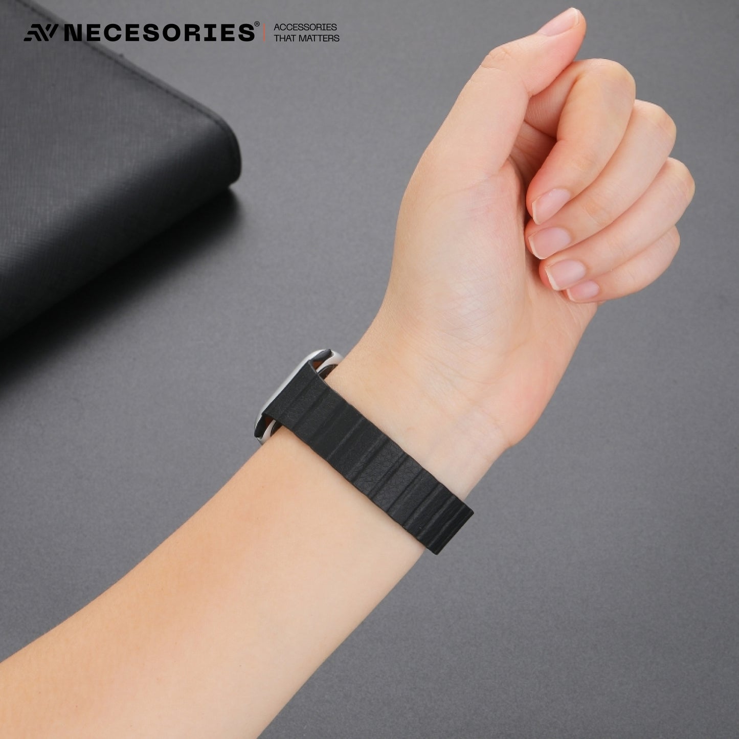 Necesories Womens Slim Leather Link Magnetic Bands Compatible for iWatch Strap