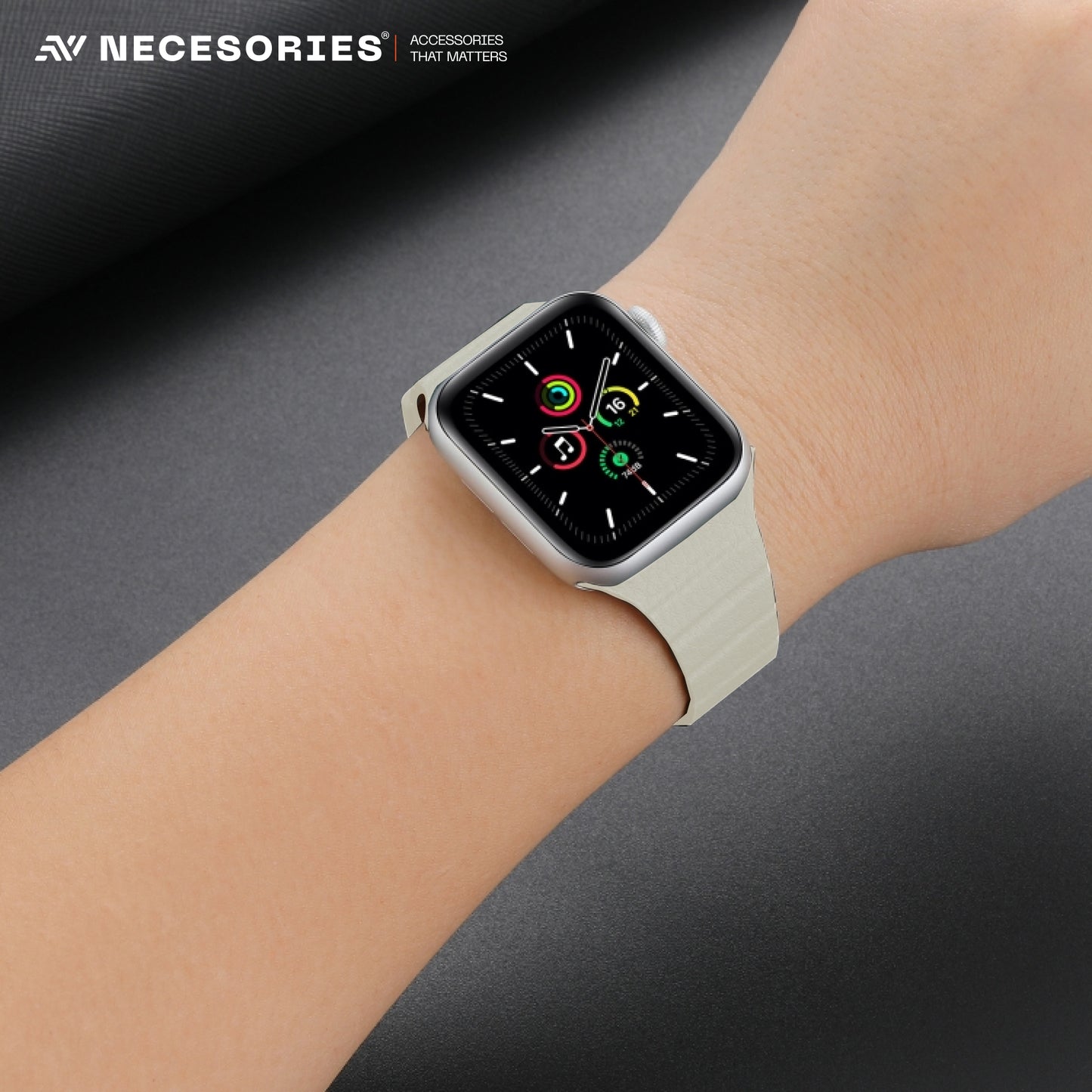 Necesories Womens Slim Leather Link Magnetic Bands Compatible for iWatch Strap