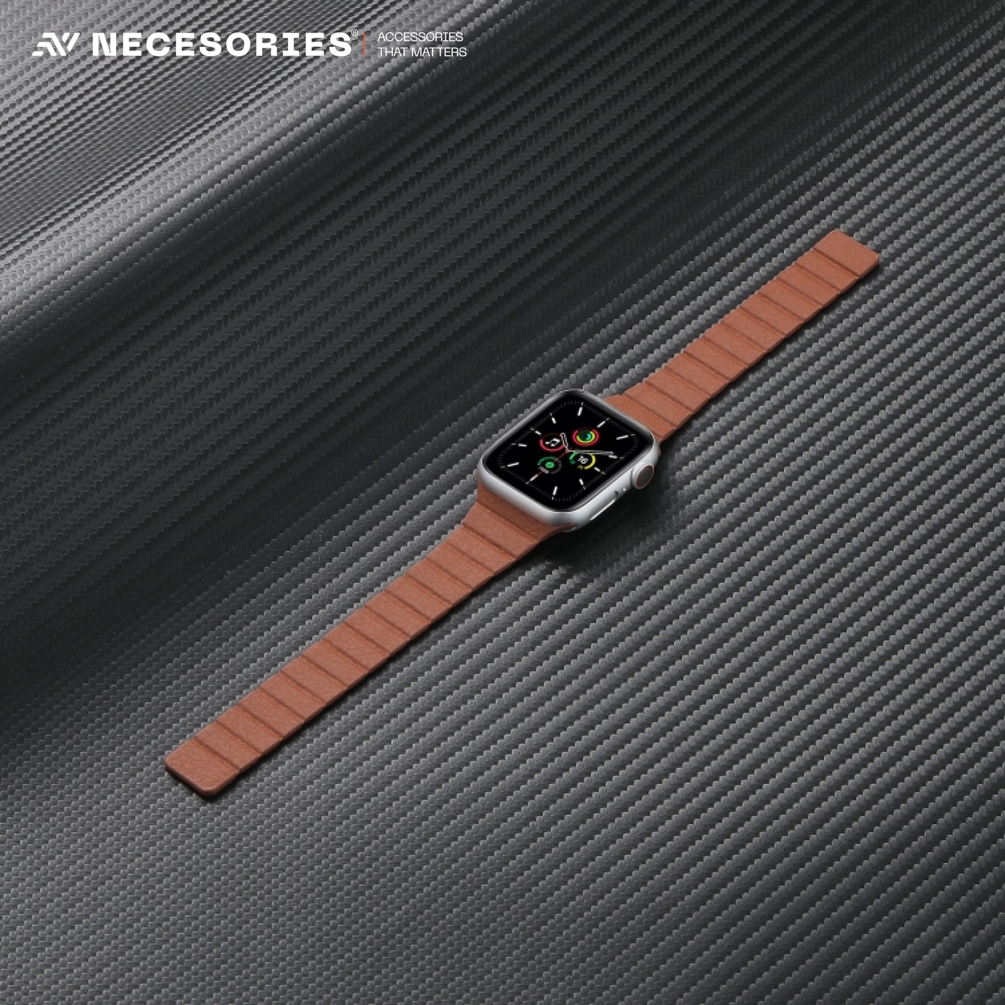 Necesories Womens Slim Leather Link Magnetic Bands Compatible for iWatch Strap