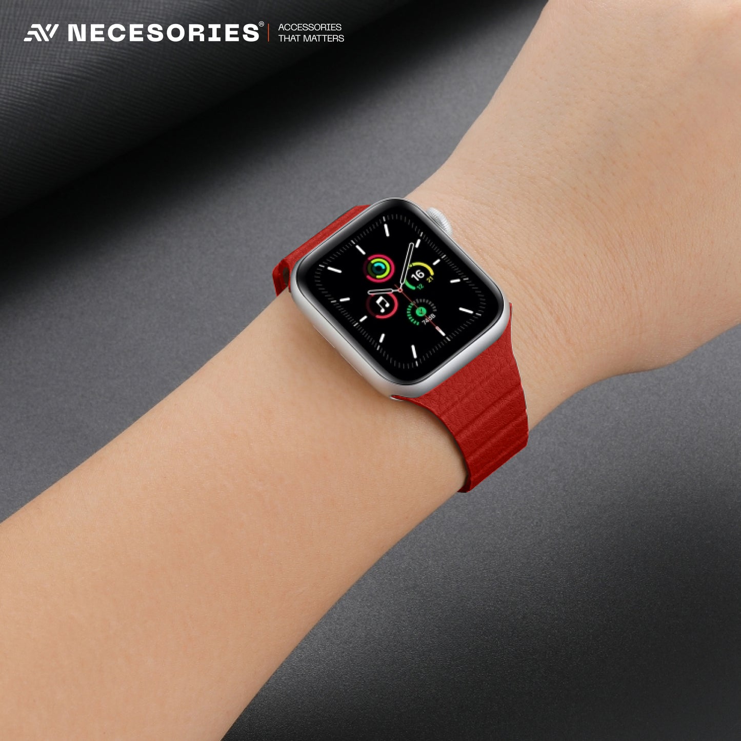 Necesories Womens Slim Leather Link Magnetic Bands Compatible for iWatch Strap