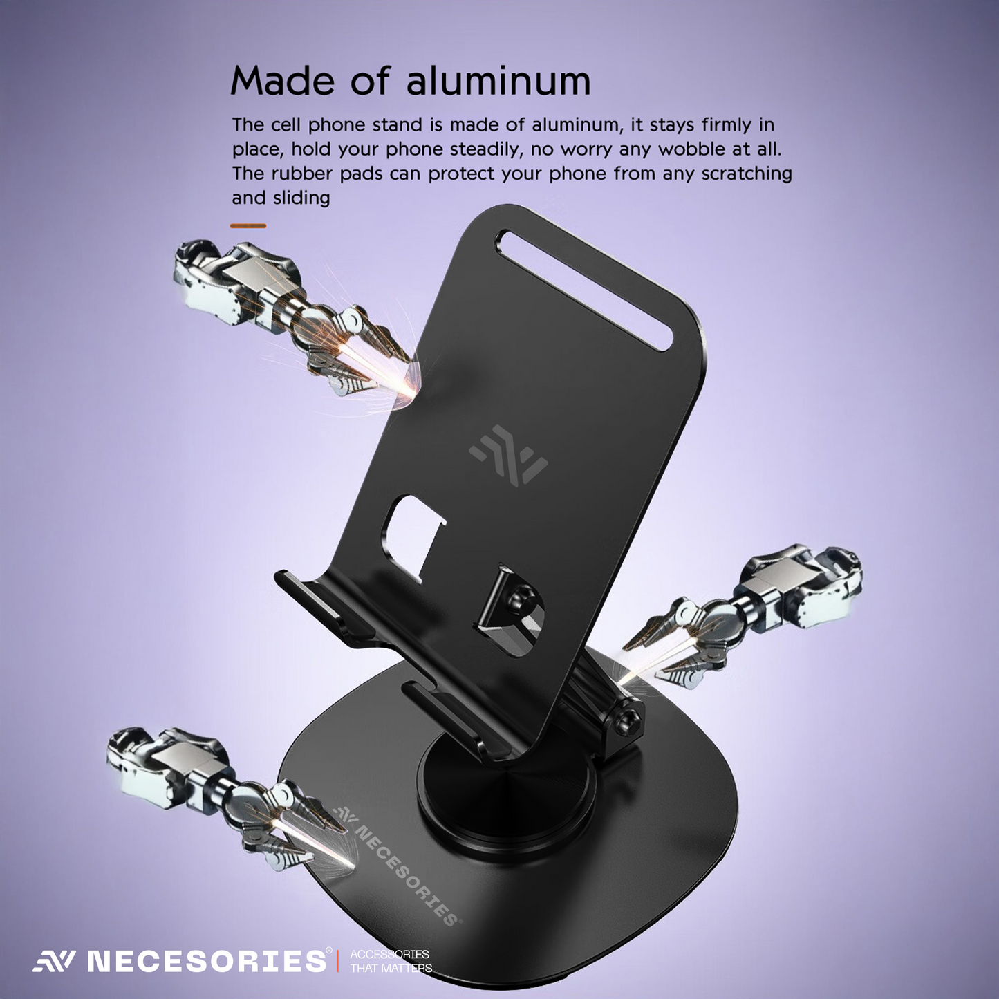 Portable Alloy 360 Degree Rotatable and Adjustable Mobile Stand for Desk