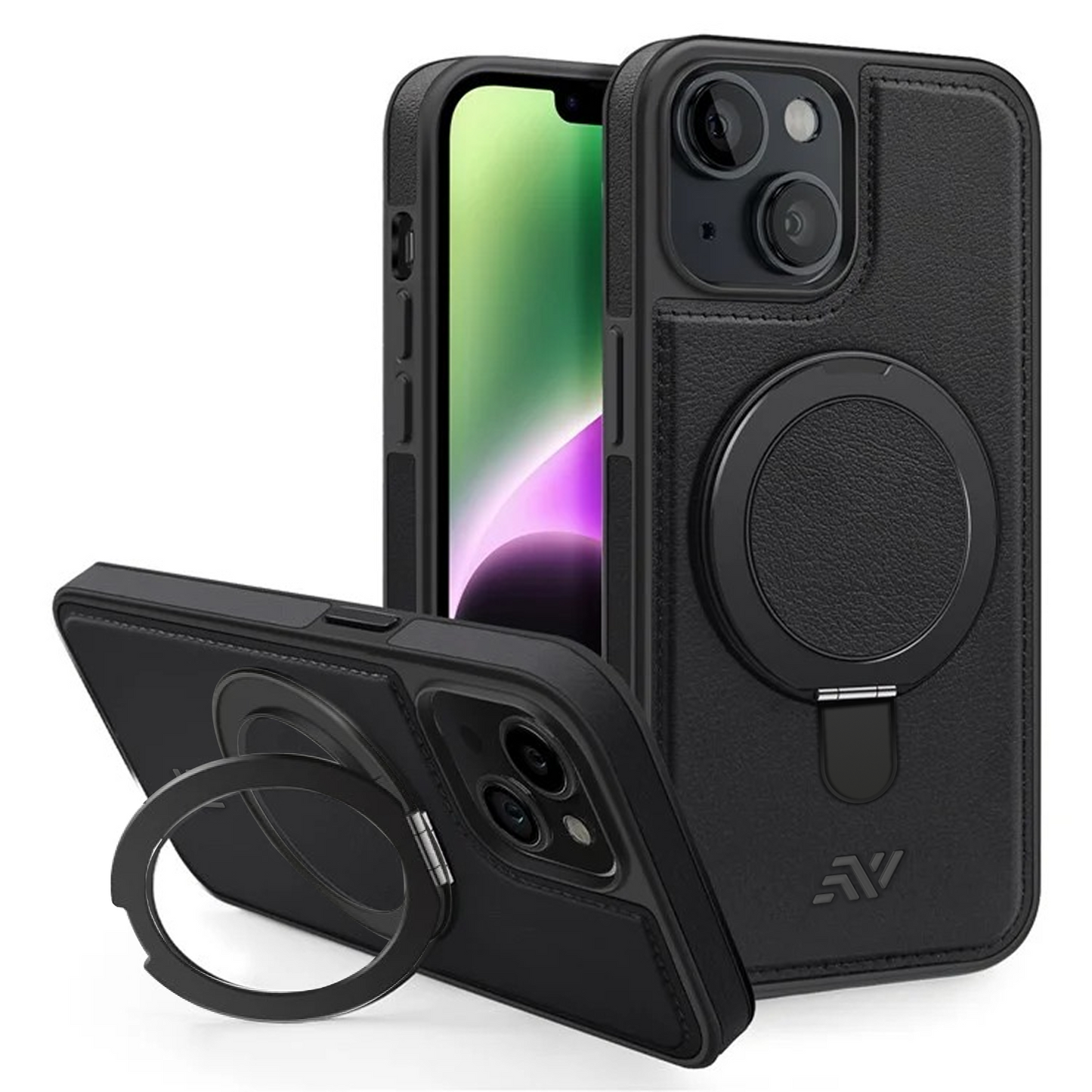 Leather Kickstand Ring Magsafe Case for Iphone