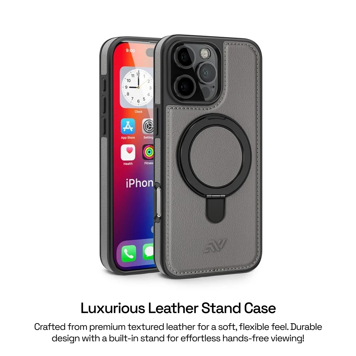 Leather Kickstand Ring Magsafe Case for Iphone