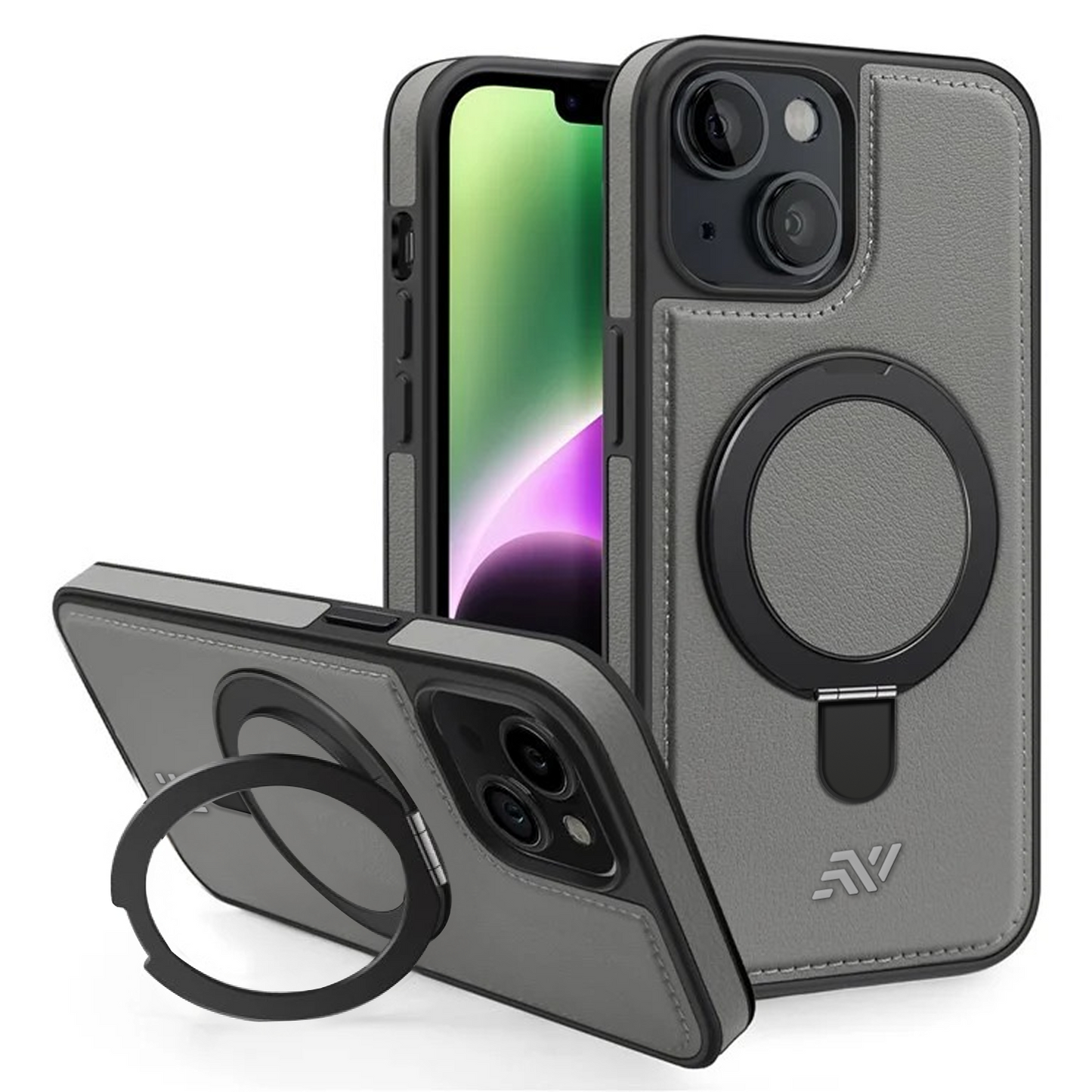 Leather Kickstand Ring Magsafe Case for Iphone