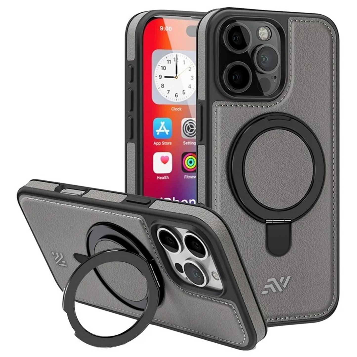 Leather Kickstand Ring Magsafe Case for Iphone