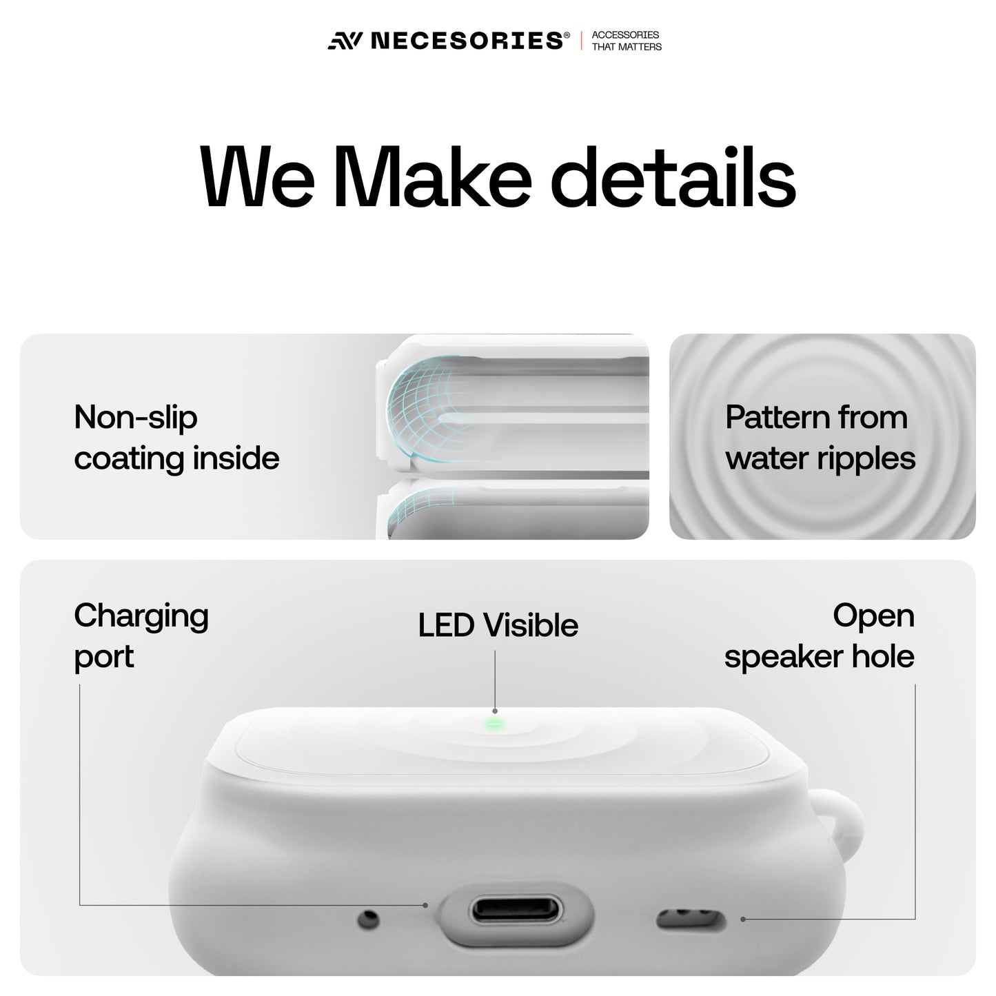 Silicone Ripple Airpods Pro Case with Ring Non Slip Coating Inside