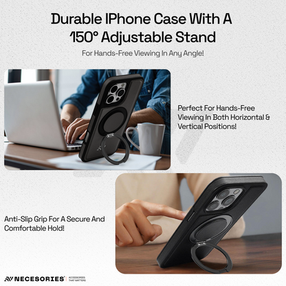 Leather Kickstand Ring Magsafe Case for Iphone