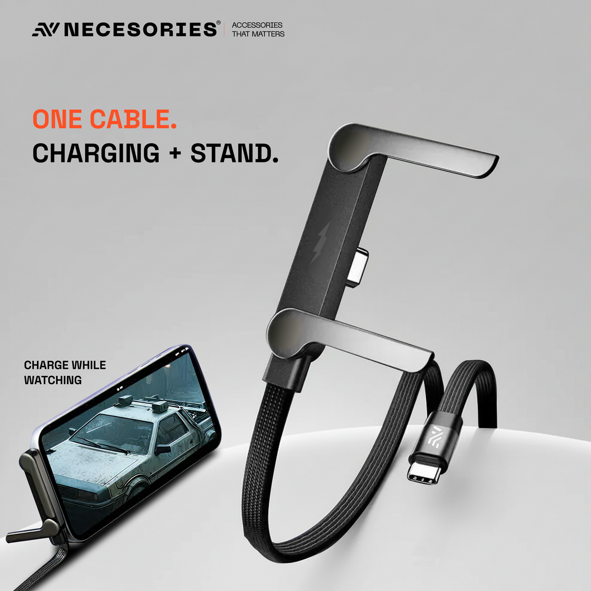 240W USB-C Cable with Built-in Phone Stand