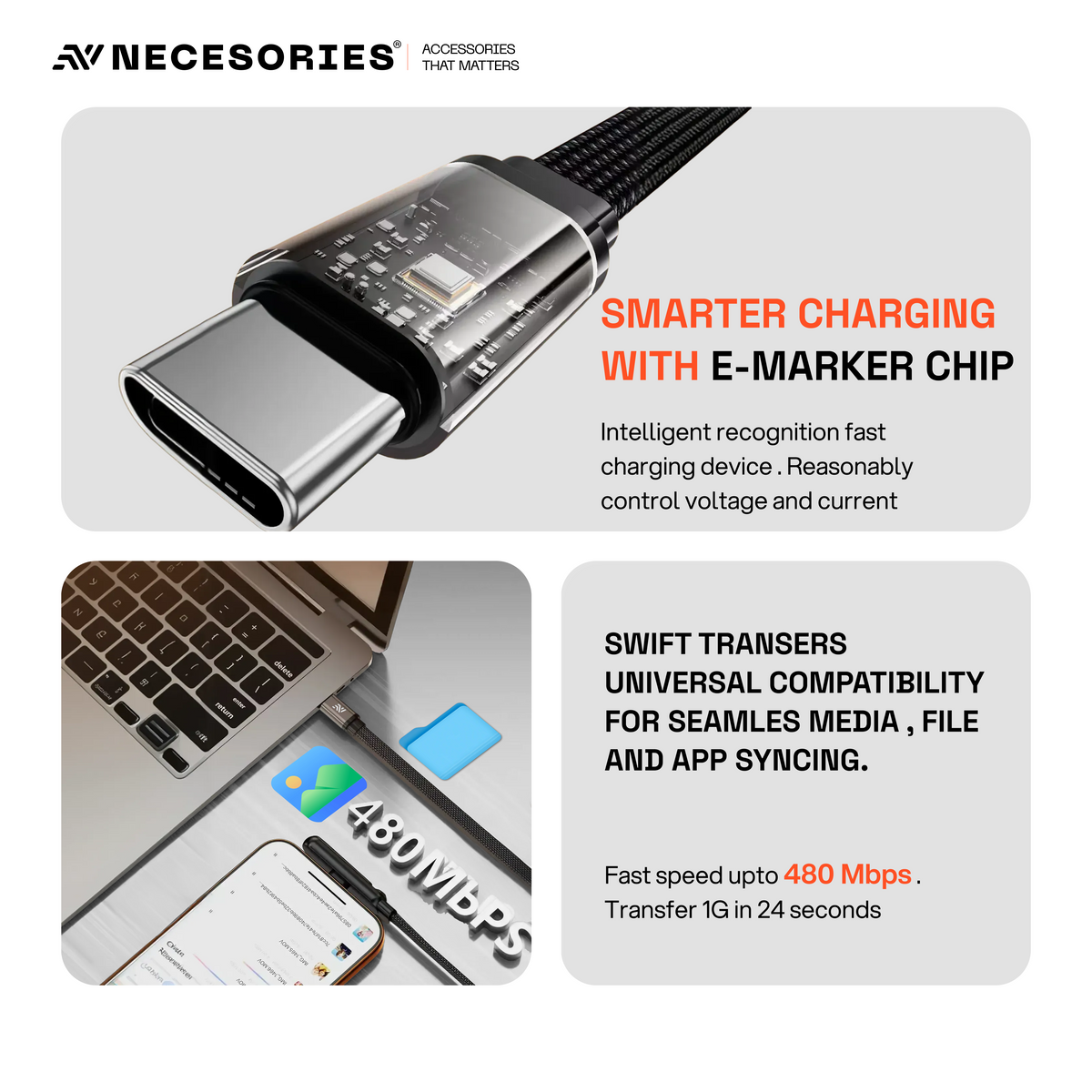240W USB-C Cable with Built-in Phone Stand