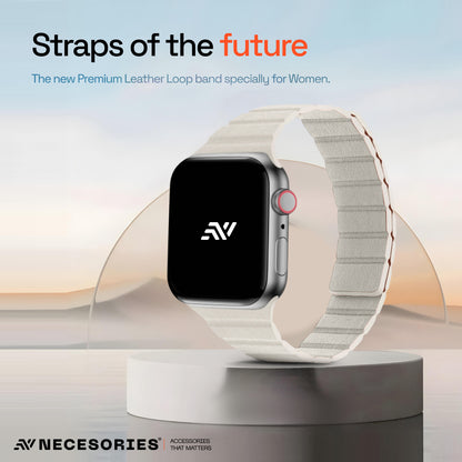 Necesories Womens Slim Leather Link Magnetic Bands Compatible for iWatch Strap