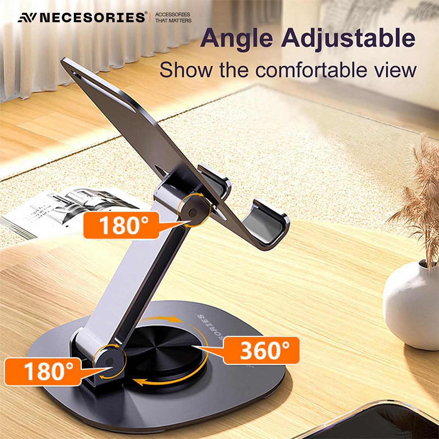 Portable Alloy 360 Degree Rotatable and Adjustable Mobile Stand for Desk