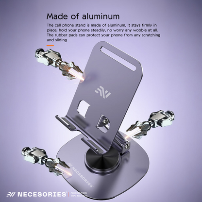 Portable Alloy 360 Degree Rotatable and Adjustable Mobile Stand for Desk