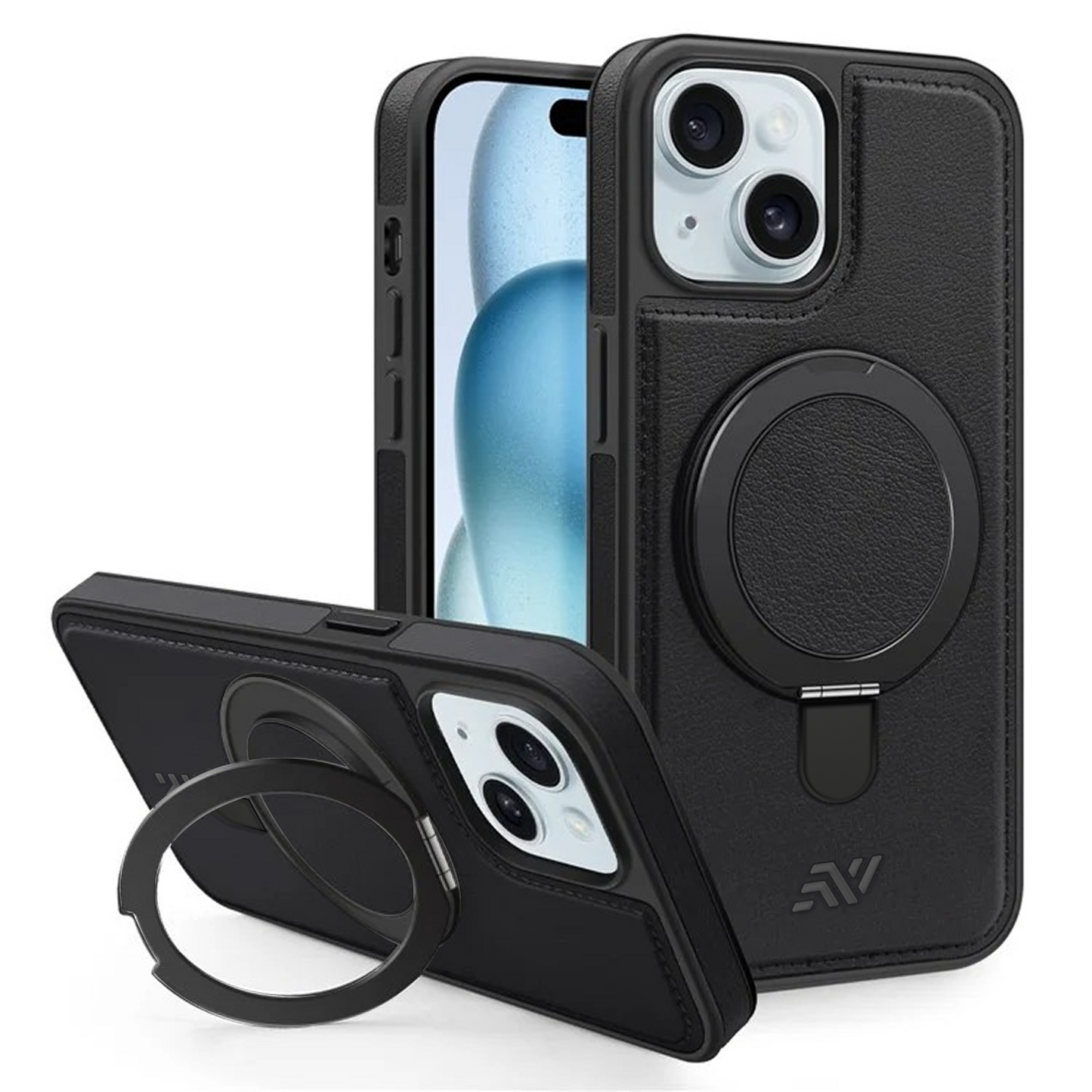 Leather Kickstand Ring Magsafe Case for Iphone
