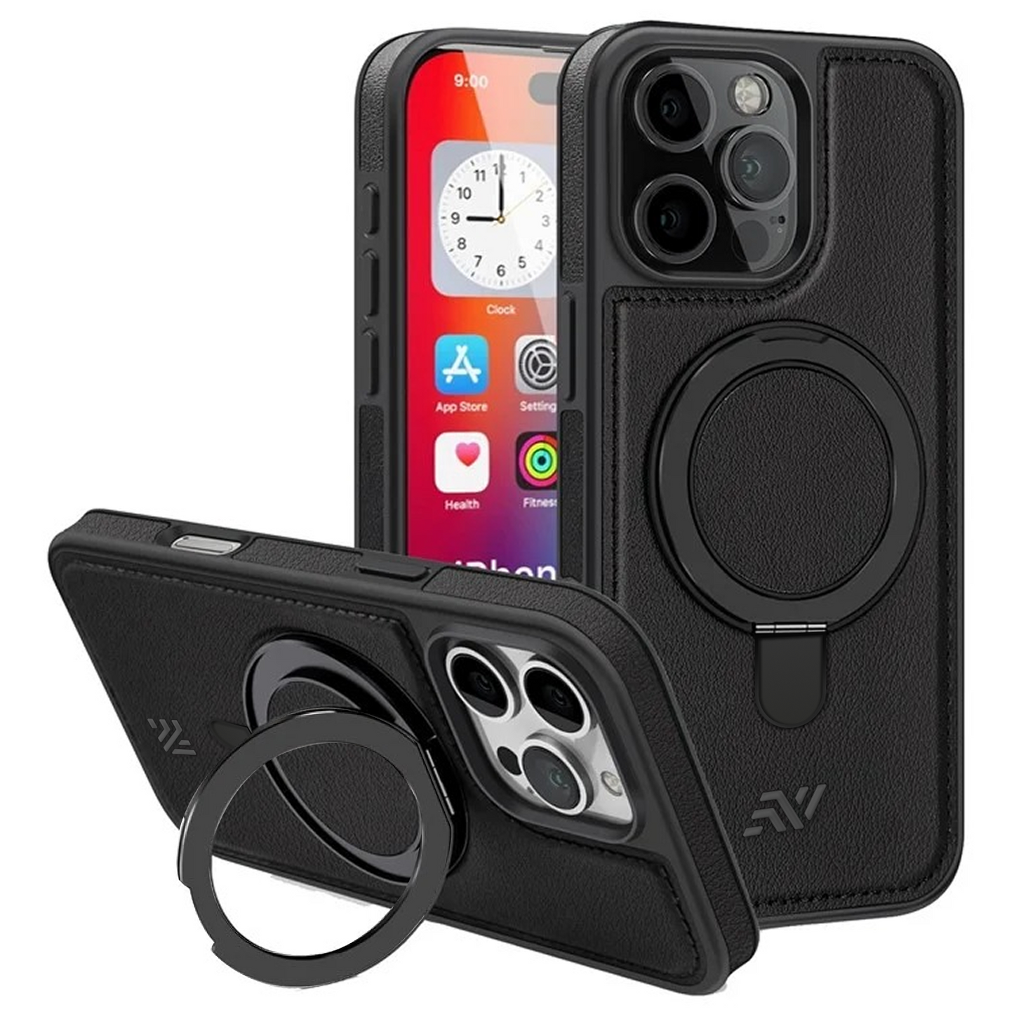 Leather Kickstand Ring Magsafe Case for Iphone