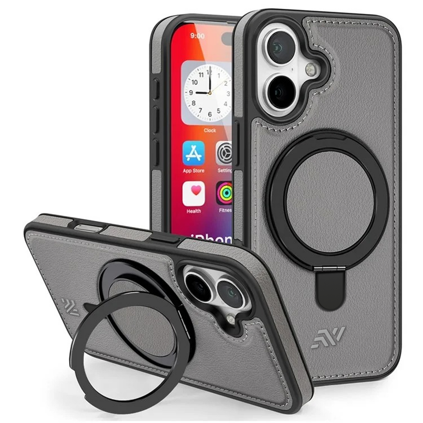 Leather Kickstand Ring Magsafe Case for Iphone