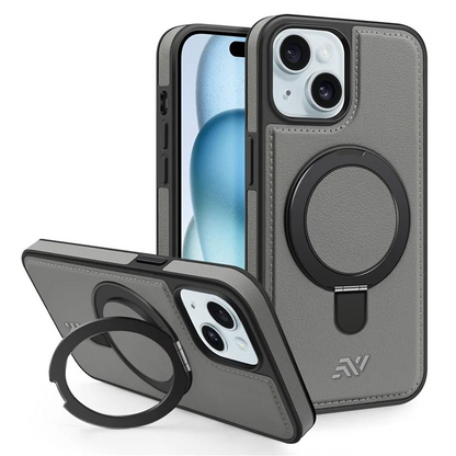 Leather Kickstand Ring Magsafe Case for Iphone