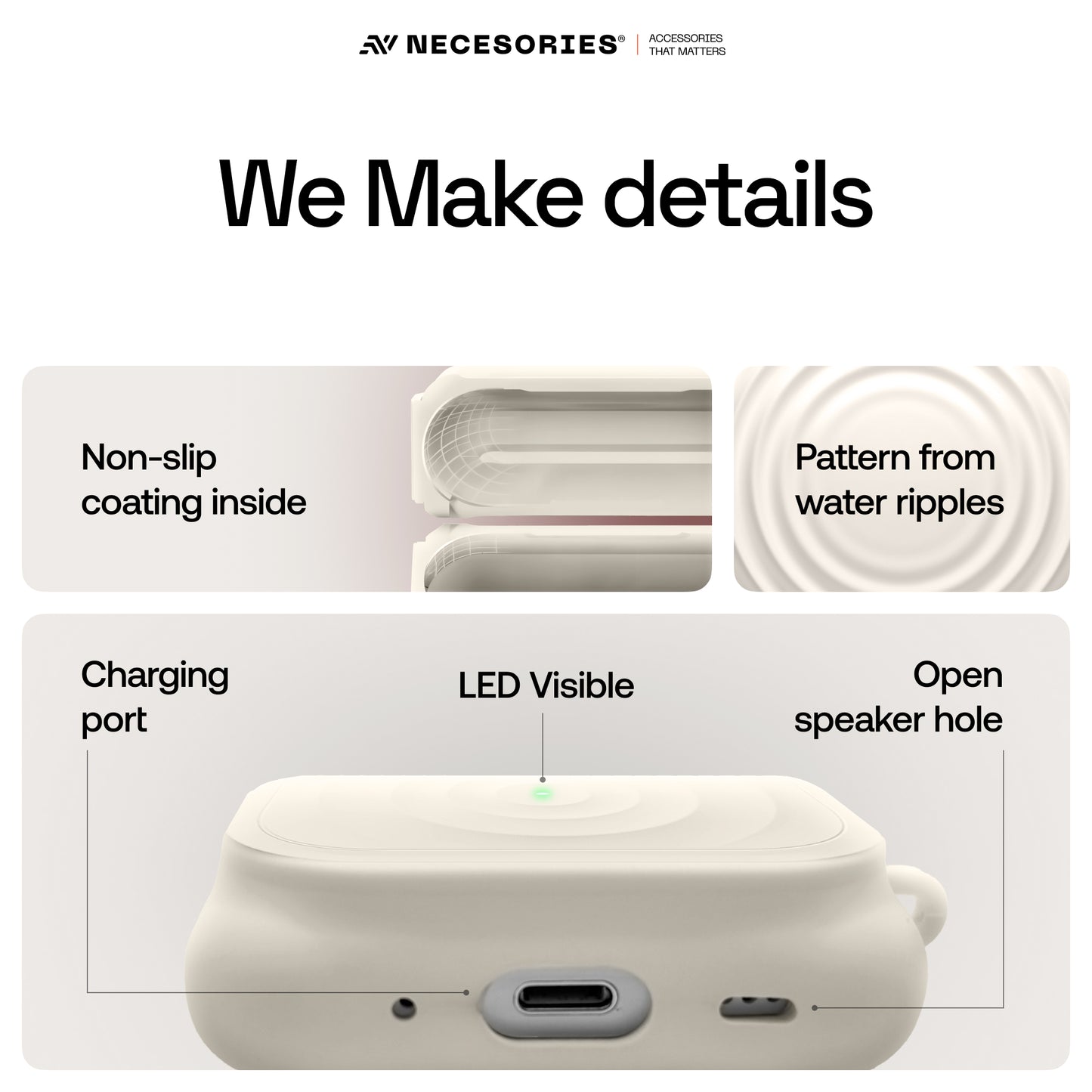 Silicone Ripple Airpods Pro Case with Ring Non Slip Coating Inside
