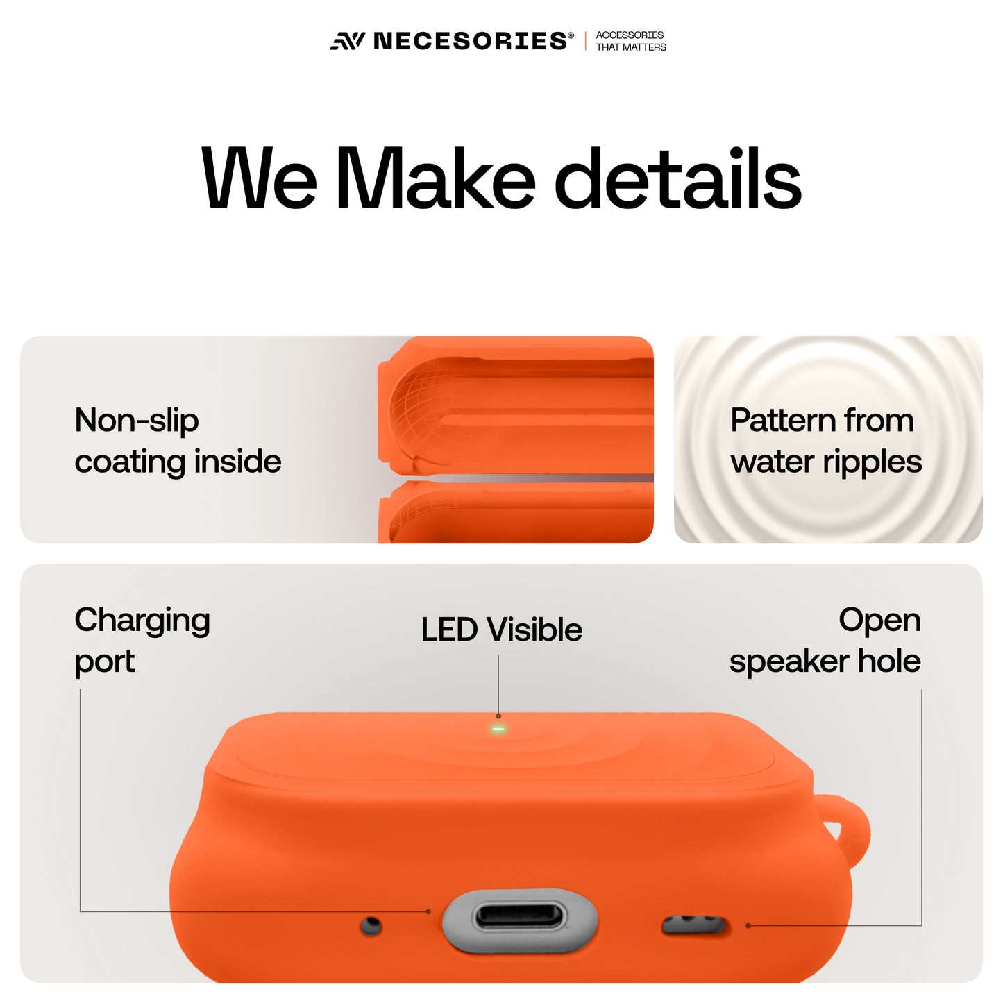 Silicone Ripple Airpods Pro Case with Ring Non Slip Coating Inside